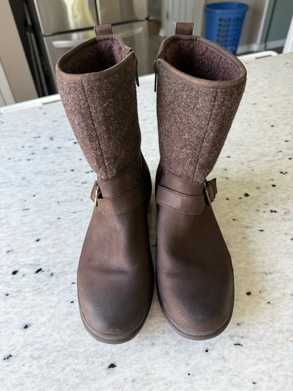 UGG Waterproof “Robbie” Women's Brown Mid-Calf Leather & Wool Boot